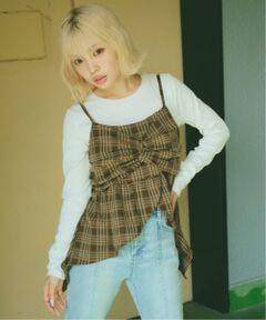 Lovetoxic / ラブトキシック キャミソール・チューブトップ | インナーツキイレヘムチェックキャミソール