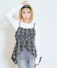 インナーツキイレヘムチェックキャミソール