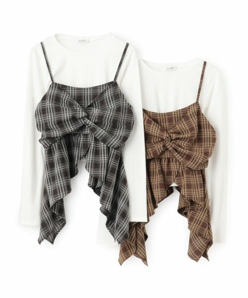 Lovetoxic / ラブトキシック キャミソール・チューブトップ | インナーツキイレヘムチェックキャミソール | 詳細12