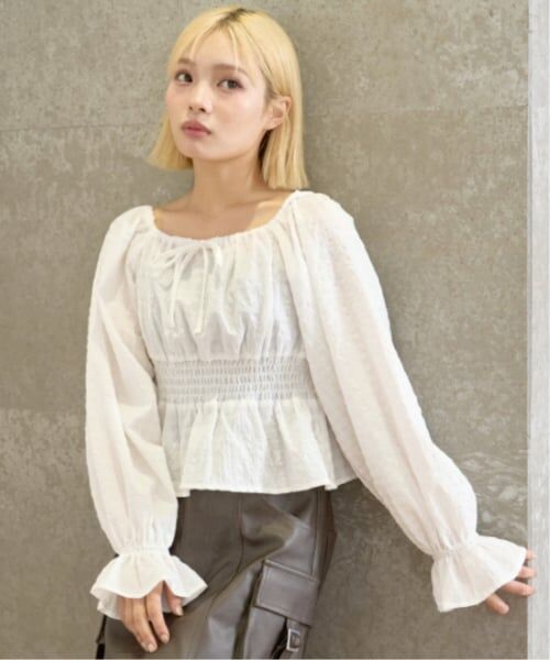 Lovetoxic / ラブトキシック シャツ・ブラウス | チェックオフショルブラウス（オフ ホワイト）