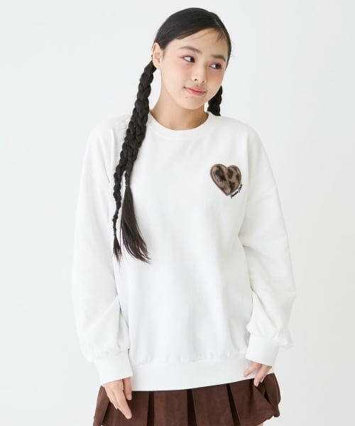 Lovetoxic / ラブトキシック スウェット | 【綿100％】裏起毛アニマルルーズスウェット（白）