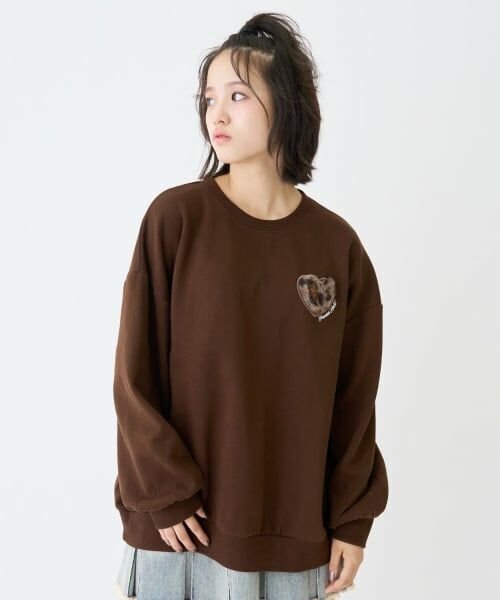 Lovetoxic / ラブトキシック スウェット | 【綿100％】裏起毛アニマルルーズスウェット（茶）