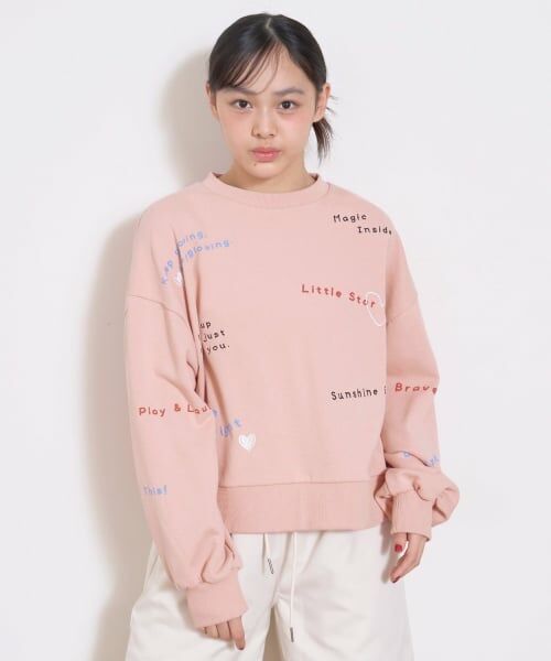 Lovetoxic / ラブトキシック スウェット | 【綿100％】リサイクルコットン飛び刺しゅうスウェット（ピンク）