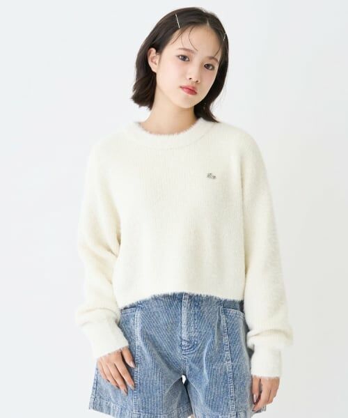 Lovetoxic / ラブトキシック ニット・セーター | インナーつきシャギークロップドニット（アイボリー）