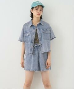 【綿100％】デニム半袖シャツセットアップ