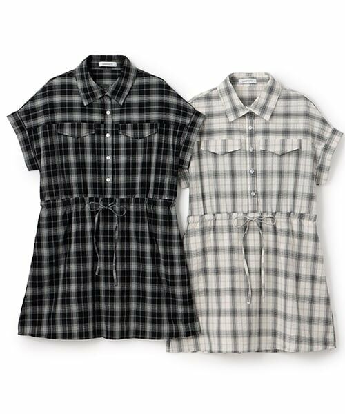 Lovetoxic / ラブトキシック ミニ丈・ひざ丈ワンピース | 【綿100％】チェックフレンチスリーブシャツワンピ | 詳細8