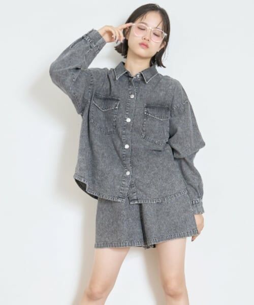 Lovetoxic / ラブトキシック シャツ・ブラウス | デニムシャツSETUP（黒）