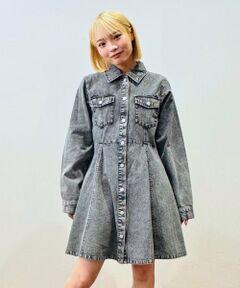 Lovetoxic / ラブトキシック ミニ丈・ひざ丈ワンピース | デニムシャツワンピース