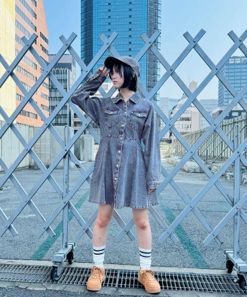 Lovetoxic / ラブトキシック ミニ丈・ひざ丈ワンピース | デニムシャツワンピース | 詳細2