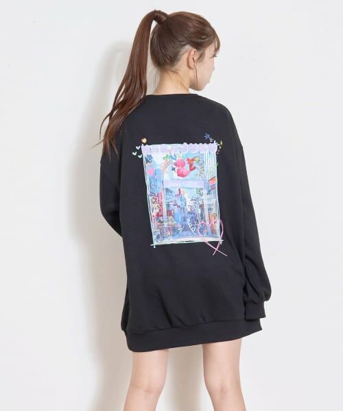 Lovetoxic / ラブトキシック ミニ丈・ひざ丈ワンピース | フォトバックプリントプルワンピース（黒）