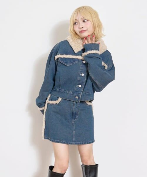 Lovetoxic / ラブトキシック ブルゾン | 裏キルトデニムセットアップ（紺）