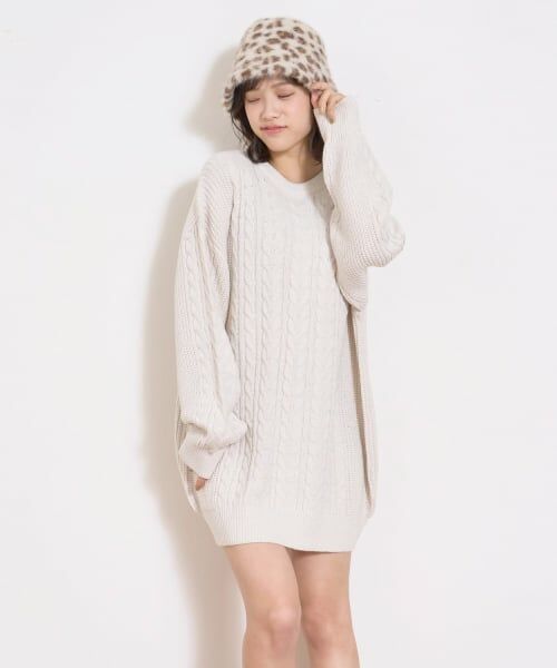 Lovetoxic / ラブトキシック ミニ丈・ひざ丈ワンピース | ラメニットルーズワンピース（アイボリー）