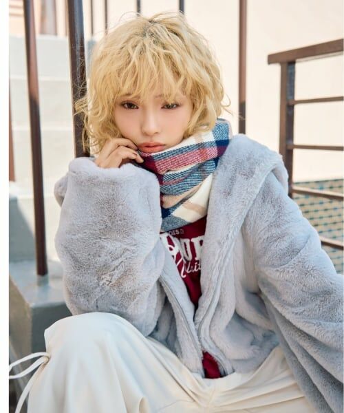 Lovetoxic / ラブトキシック マフラー・ショール・スヌード・ストール | チェックマフラー（ワイン）