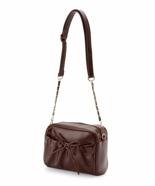Lovetoxic / ラブトキシック ショルダーバッグ | ギャザーポケットリボンショルダー（茶）