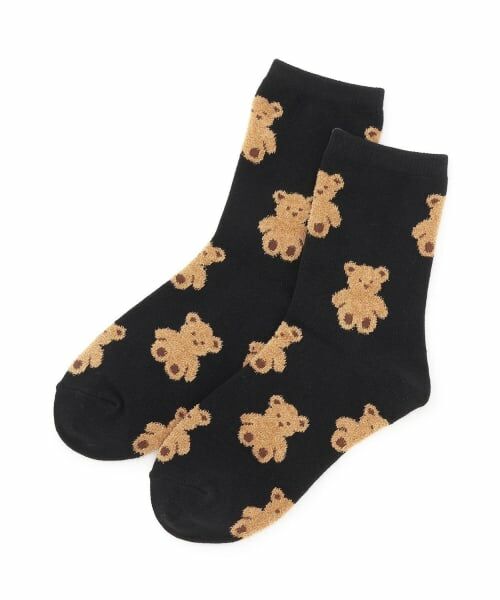 Lovetoxic / ラブトキシック ソックス | クマ総柄クルーソックス（黒）