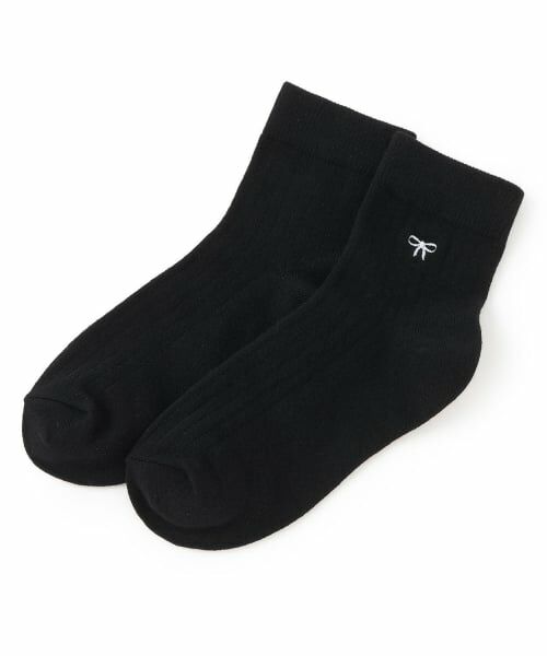 Lovetoxic / ラブトキシック ソックス | リボン刺しゅうクルーソックス（黒）