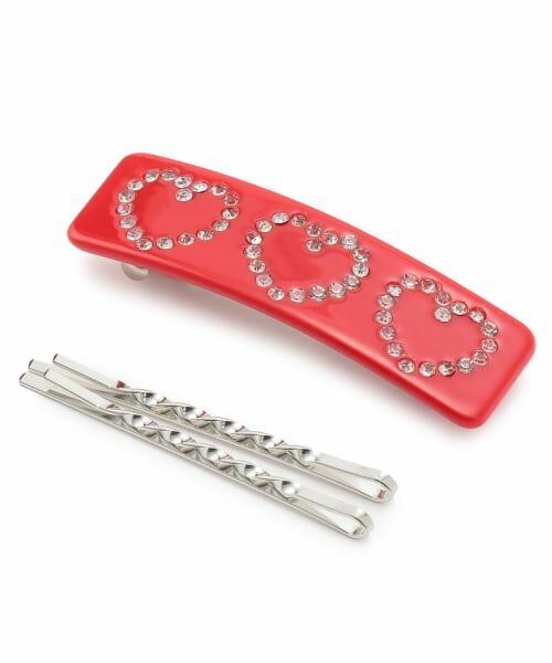 Lovetoxic / ラブトキシック ヘアピン | ラインストーンヘアクリップ（赤）