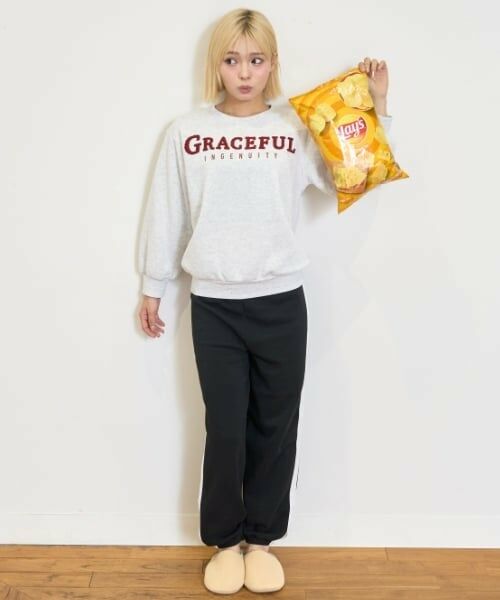 Lovetoxic / ラブトキシック ルームウェア | 【ルームウェア/パジャマ】裏起毛サガラロゴ長袖トップス＆パンツセット（ライト グレー）