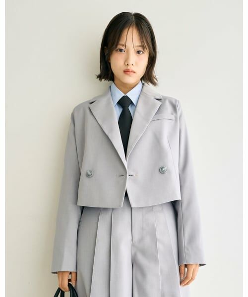 Lovetoxic / ラブトキシック テーラードジャケット | 【卒服・セレモニー】エンブレムつきボレロジャケット（ライト グレー）