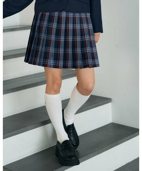 Lovetoxic / ラブトキシック ミニ・ひざ丈スカート | 【卒服・セレモニー】チェック柄プリーツスカパン（紺）