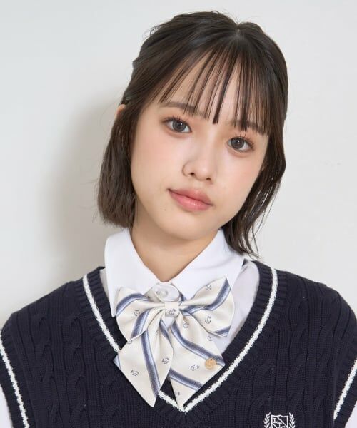 Lovetoxic / ラブトキシック ネクタイ | 【卒服・セレモニー】レジメンタル柄リボンタイ（アイボリー）