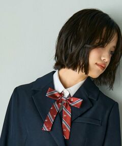 【卒服・セレモニー】レジメンタル柄細リボンタイ