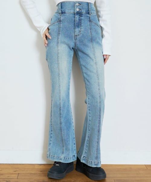 Lovetoxic / ラブトキシック その他パンツ | 【ストレッチ】スタイルアップフレアデニムパンツ（ブルー）