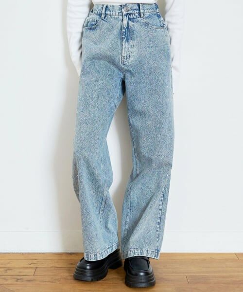 Lovetoxic / ラブトキシック その他パンツ | オシャ映えストーンデニムパンツ（ライト ブルー）