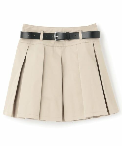 Lovetoxic / ラブトキシック ショート・ハーフ・半端丈パンツ | 【イージーケア】ベルトつきプリーツスカート（ベージュ）