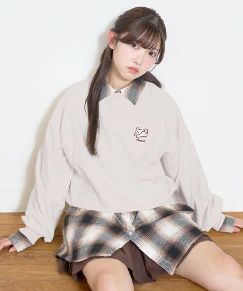 Lovetoxic / ラブトキシック スウェット | 【秒かわトップス】アニマル刺しゅうベーシックトレーナー（アイボリー）