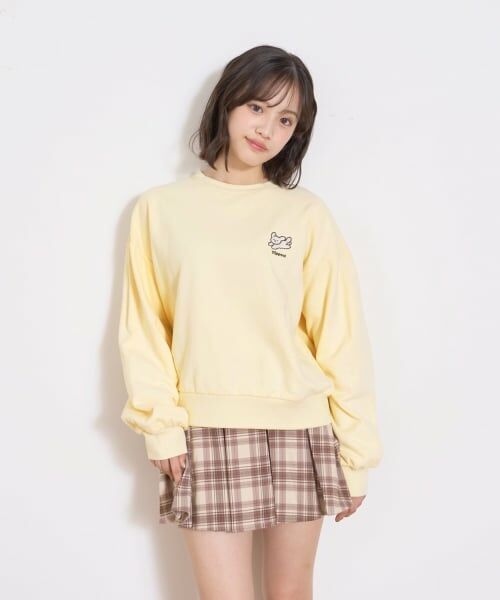 Lovetoxic / ラブトキシック スウェット | 【秒かわトップス】アニマル刺しゅうベーシックトレーナー（黄）