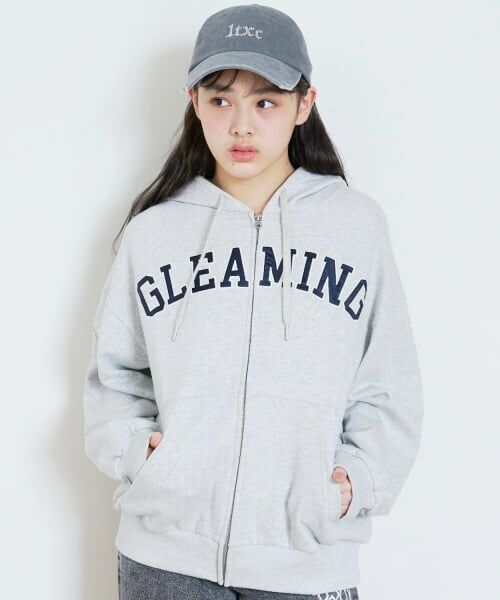 Lovetoxic / ラブトキシック パーカー | ロゴアップリケルーズジップパーカ（トップ グレー）