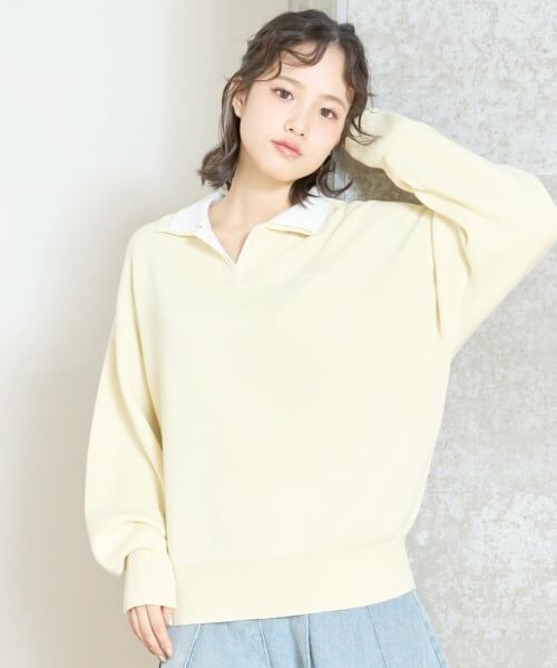 Lovetoxic / ラブトキシック ニット・セーター | 【アラエル】W衿スキッパーニット（黄）