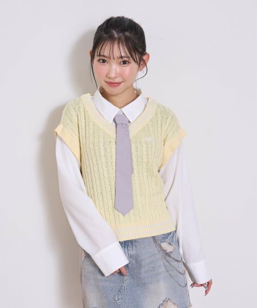 Lovetoxic / ラブトキシック ニット・セーター | 【アラエル】ネクタイつきレイヤードベスト | 詳細1