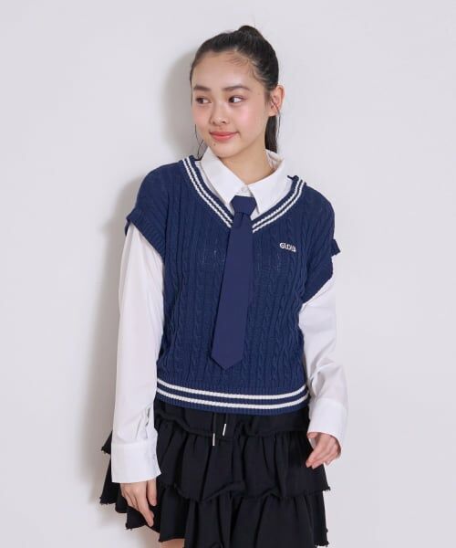 Lovetoxic / ラブトキシック ニット・セーター | 【アラエル】ネクタイつきレイヤードベスト(紺)