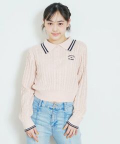 Lovetoxic / ラブトキシック ニット・セーター | 【洗える】ケーブル長袖ポロニット