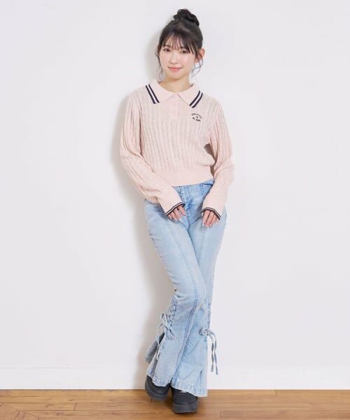 Lovetoxic / ラブトキシック ニット・セーター | 【洗える】ケーブル長袖ポロニット | 詳細4