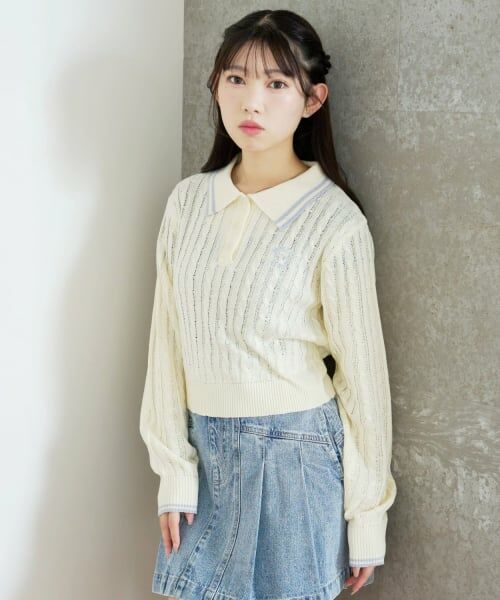 Lovetoxic / ラブトキシック ニット・セーター | 【洗える】ケーブル長袖ポロニット | 詳細5