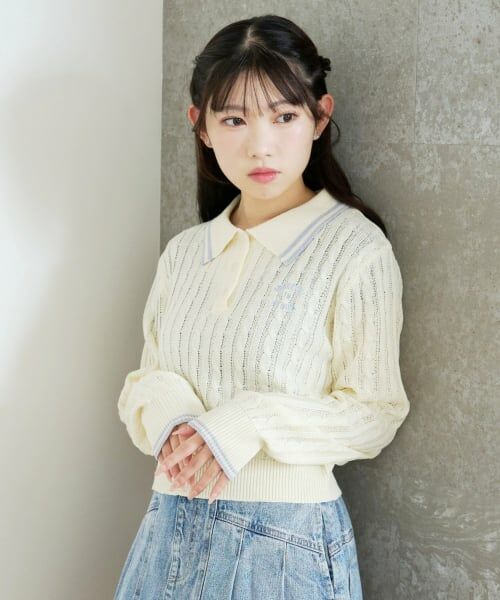 Lovetoxic / ラブトキシック ニット・セーター | 【洗える】ケーブル長袖ポロニット | 詳細6