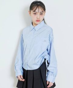 Lovetoxic / ラブトキシック シャツ・ブラウス | 短丈ドロストストライプシャツ