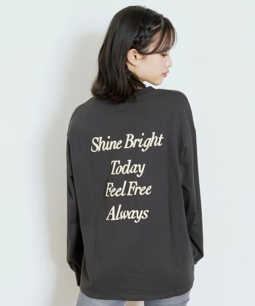 Lovetoxic / ラブトキシック Tシャツ | 【GOODPRICE】【綿100%】バックロゴカラー長袖T（チャコール）