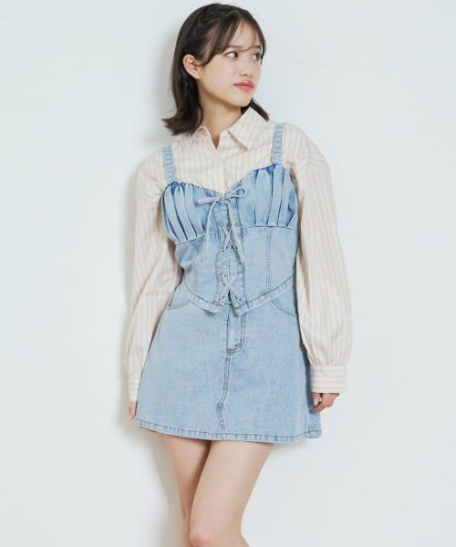 Lovetoxic / ラブトキシック キャミソール・チューブトップ | デニムスカートセットアップ（ブルー）