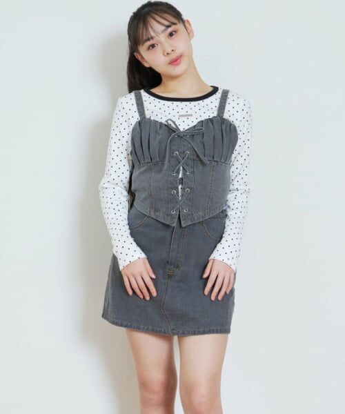 Lovetoxic / ラブトキシック キャミソール・チューブトップ | デニムスカートセットアップ（グレー）