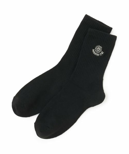 Lovetoxic / ラブトキシック ソックス | フラワー刺しゅうクルーソックス（黒）