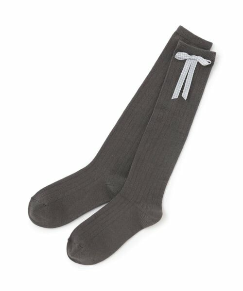 Lovetoxic / ラブトキシック ソックス | リボンハイソックス（チャコール）
