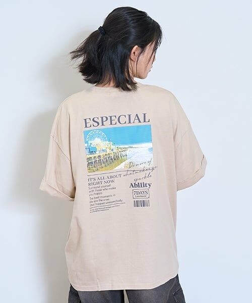 Lovetoxic / ラブトキシック Tシャツ | 【7days】【綿100％】転写プリントBIGTシャツ（ベージュ）