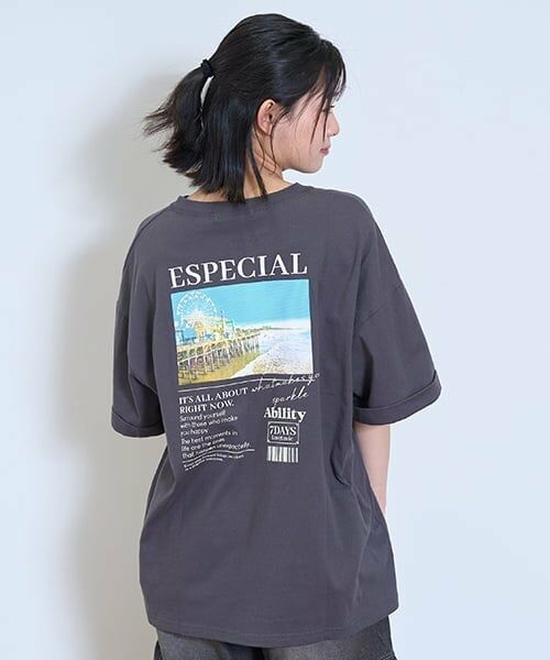 Lovetoxic / ラブトキシック Tシャツ | 【7days】【綿100％】転写プリントBIGTシャツ（チャコール）