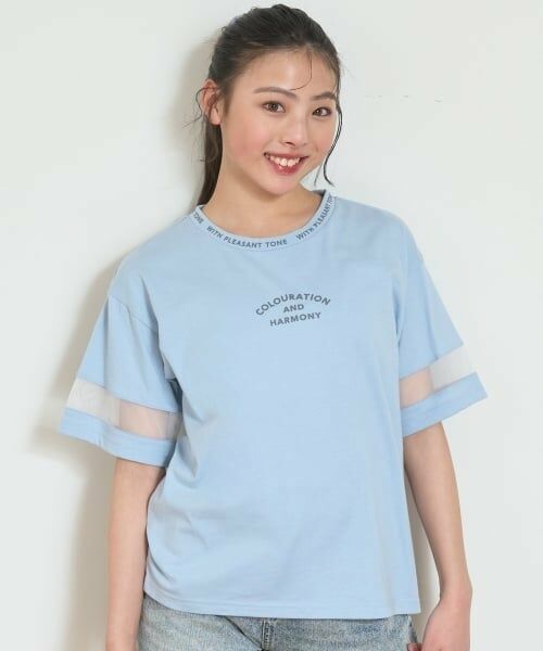 Lovetoxic / ラブトキシック Tシャツ | 【7days】接触冷感袖シアーTシャツ（サックス）