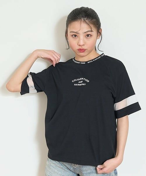 Lovetoxic / ラブトキシック Tシャツ | 【7days】接触冷感袖シアーTシャツ（黒）