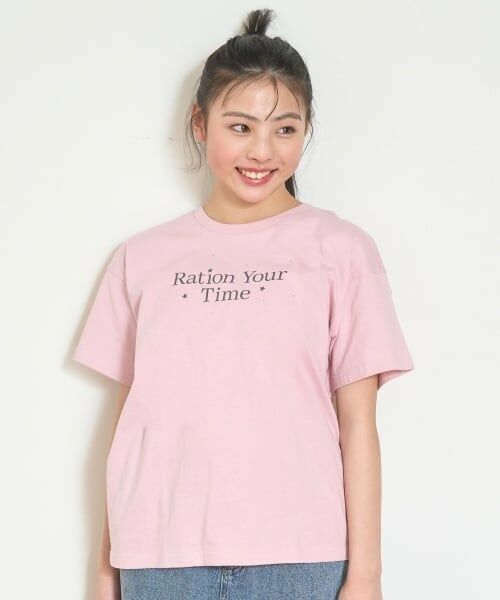 Lovetoxic / ラブトキシック Tシャツ | 【7days】【GOODPRICE】【綿100％】ロゴラインストーンTシャツ（ピンク）